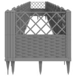 vidaXL Jardinière avec piquets gris clair 363 5x43 5x43 5 cm PP