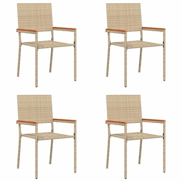 vidaXL Chaises empilables de jardin 4 Pièces Crème et marron