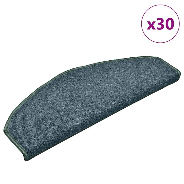vidaXL Tapis d'escalier 30 pièces 65 x 24 x 4 cm Vert foncé Demi-rond Grand