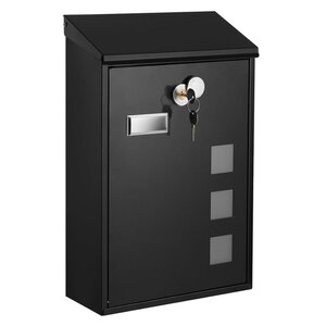 Boîte aux lettres murale moderne avec fenêtres de visualisation plaque signalétique serrure avec noyau en cuivre facile à installer noir 12_0001899