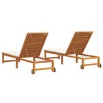 vidaXL Chaises longues 2 Pièces avec coussins en bois d'acacia massif