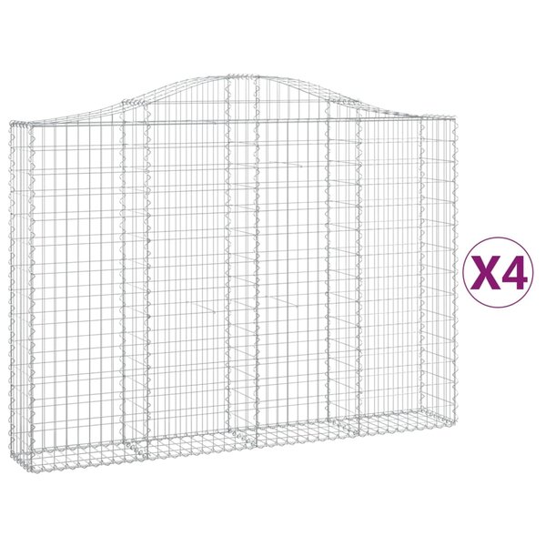 vidaXL Paniers à gabions arqués 4 Pièces 200x30x140/160 cm Fer galvanisé