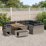 vidaXL Ensemble de canapé de jardin avec coussin 12 Pièces Gris