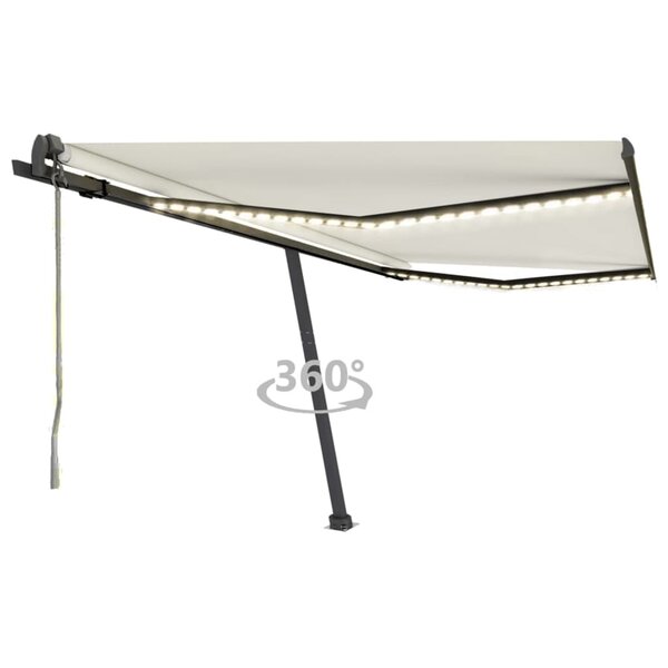 vidaXL Auvent automatique avec capteur de vent et LED 400x350 cm Crème