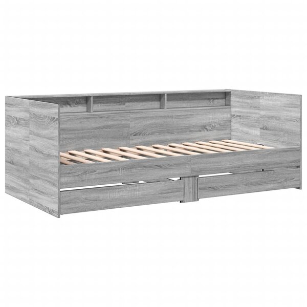 vidaXL Lit de jour et tiroirs sonoma gris 100x200cm bois d'ingénierie