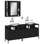 vidaXL Ensemble d'armoires salle de bain 3 Pièces noir bois d'ingénierie