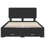 vidaXL Cadre de lit avec tiroir Noir 150 x 200 cm Bois d'ingénierie