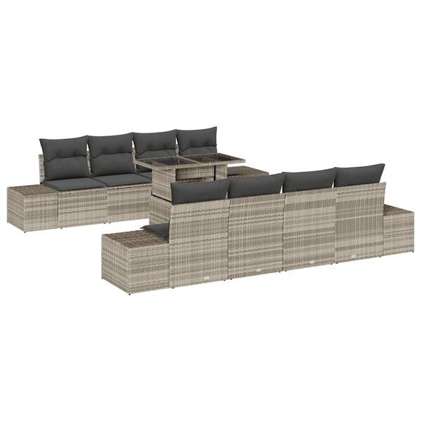 vidaXL Ensemble de canapé de jardin 7 Pièces Gris clair 100 x 55 x 73 cm