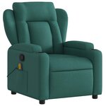 vidaXL Fauteuil inclinable de massage vert foncé tissu