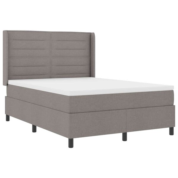 vidaXL Lit à ressort LED avec matelas Taupe 140 x 190 cm tissu
