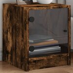 vidaXL Tables de chevet et portes vitrées 2 Pièces chêne fumé 35x37x42 cm