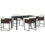 vidaXL jeu de Salle à Manger de Jardin 5 pièces avec Coussins Marron Rattan Poly