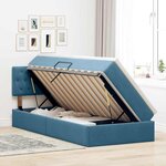 vidaXL Lit de Rangement avec matelas Bleu foncé 90 x 200 cm Velours