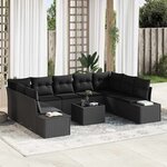 vidaXL Ensemble de canapé de jardin 10 Pièces Noir 289 x 209 x 85 cm