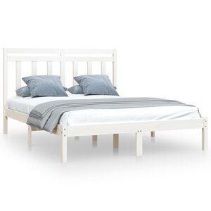 vidaXL Cadre de lit Blanc Bois massif 150x200 cm Très grand