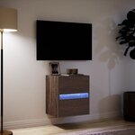 vidaXL Meuble TV mural avec lumières LED chêne marron 41x31x45 cm