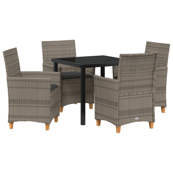 vidaXL Set de salle à manger de jardin avec coussins en poly rattan gris