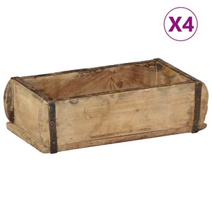 vidaXL Plateau 4 Pièces Marron 30 x 15 x 9 cm Bois Recyclé Solide