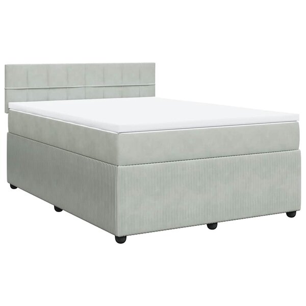 vidaXL Sommier à lattes de lit et matelas Gris clair 140x190cm Velours