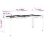Table de jardin vidaXL 180x90x75 cm en bois d'acacia massif et métal