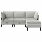 vidaXL Ensemble de meubles pour le salon 4 Pièces Gris clair Tissu