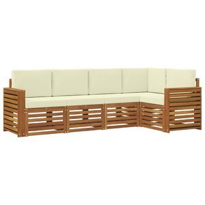 vidaXL Ensemble de canapés d'extérieur 5 pc Naturel et Crème Polyester