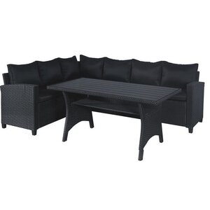 Salon de jardin 5 personnes - Acier et résine tressée - Noir