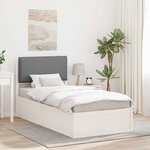 vidaXL Cadre de lit avec tête de lit rembourrée Gris clair 75 x 190 cm