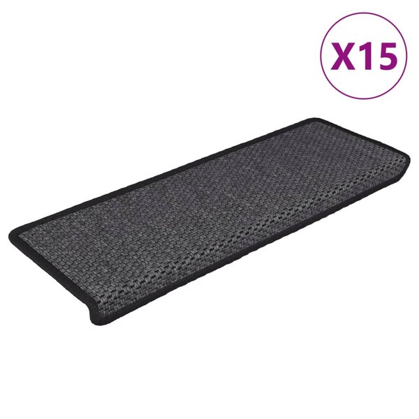 vidaXL Tapis d'escalier autocollants 15 Pièces 65x21x4 cm Anthracite