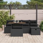 vidaXL Ensemble de canapé de jardin 6 Pièces Noir polyrotin