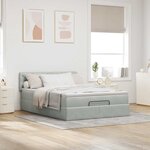 vidaXL Cadre de lit ottoman et matelas gris clair 140x190 velours