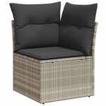 vidaXL Salon de jardin 9 Pièces avec coussins gris clair résine tressée
