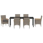 Ensemble de Salle à Manger de Jardin vidaXL 7 Pièces avec Coussins Rattan Poly Gris