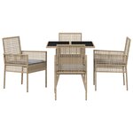 vidaXL Ensemble repas jardin 5 pièces Beige en poly rotin