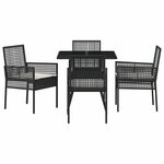 vidaXL Ensemble de salle à manger pour jardin 5 Pièces Noir Poly rotin