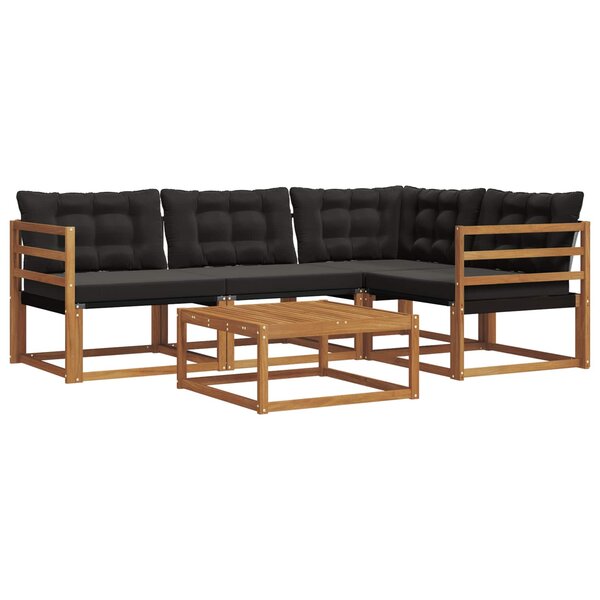 vidaXL Ensemble de canapés d'extérieur 5 pc Naturel et Noir