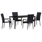 vidaXL Ensemble de salle à manger pour jardin 5 Pièces Noir Poly rotin
