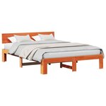 vidaXL Cadre de lit avec tête de lit Brun cire 160 x 200 cm Pin massif