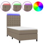 vidaXL Sommier à lattes de lit et matelas et LED Taupe 90x200 cm Tissu