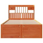 vidaXL Lit bibliothèque sans matelas cire marron 135x190 cm pin massif