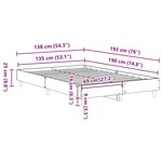 vidaXL Cadre de lit sans matelas gris béton 135x190 cm bois ingénierie