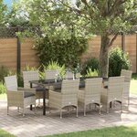 vidaXL Ensemble de salle à manger pour jardin 9 Pièces Gris clair