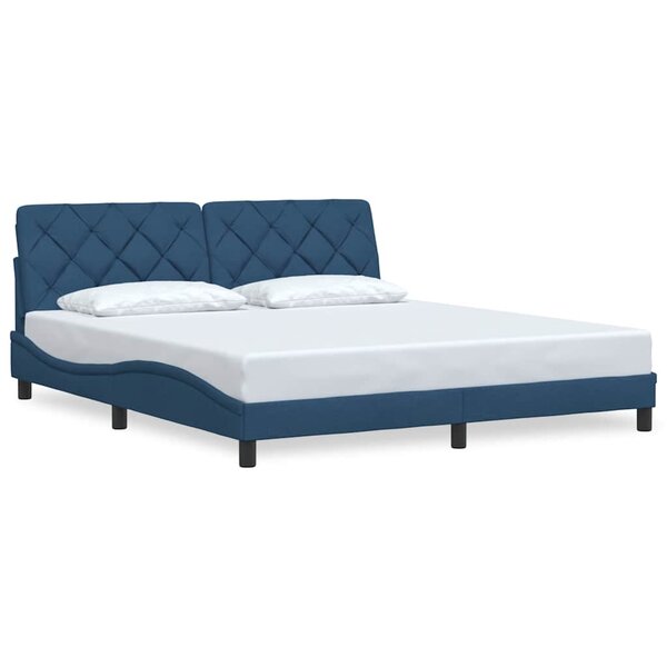 vidaXL Cadre de lit sans matelas bleu 180x200 cm tissu