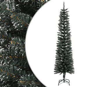 vidaXL Sapin de Noël artificiel mince avec support Vert 210 cm PVC