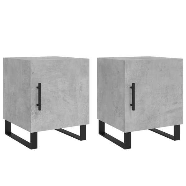 vidaXL Tables de chevet 2 Pièces gris béton 40x40x50 cm bois d’ingénierie