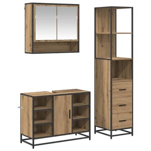 vidaXL Ensemble de mobilier de salle de bain 3 Pièces Chêne artisanal