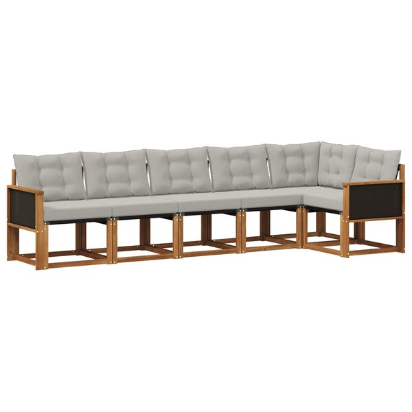 vidaXL Ensemble de canapés d'extérieur 6 pc Naturel et gris clair