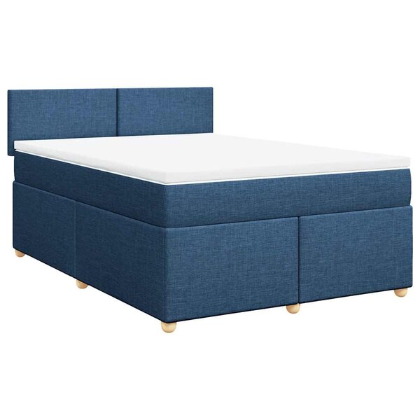 vidaXL Sommier à lattes de lit avec matelas Bleu 140x190 cm Tissu