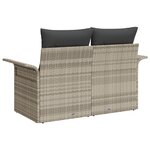 vidaXL Canapé de jardin 2 places avec rangement et coussins gris clair en poly rattan