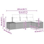 vidaXL Ensemble de canapé de jardin avec coussin 4 Pièces Noir